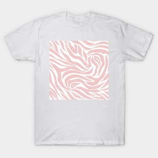 Elegant Blush Pink Zebra White Animal Print T-Shirt